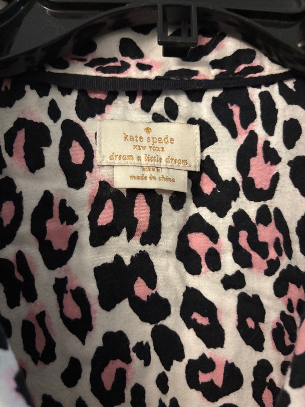 kate spade Pink, Black & White Leopard-Print Button-Front Sleep Shirt - Picture 2 of 5
